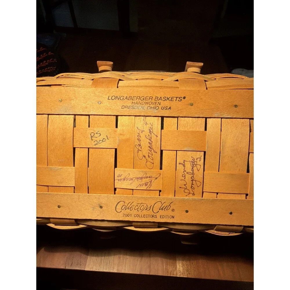 Longaberger Collectors Club 2001 Gathering Basket NoFabric 3 Siblings  Signature